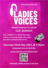 Ladies Voices - Online Concert Saturday 22nd May 2021, 7:30pm, CLIC Sargent